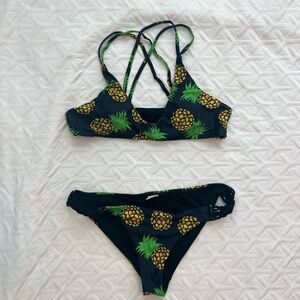 Black bikini with pineapple pattern